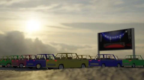 3d render Open air, outdoor or drive-in cinema theater Stock Illustration