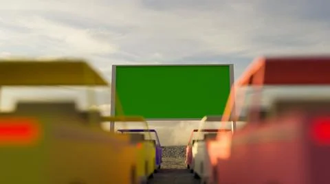 3d render Open air, outdoor or drive-in cinema theater Stock Illustration