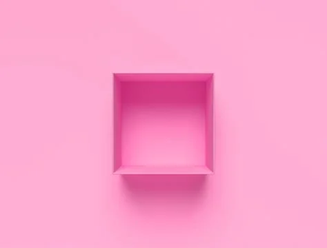3D render of open empty pink square box Stock Illustration