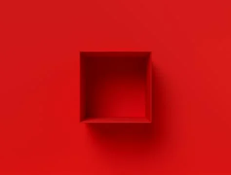 3D render of open empty red square box Stock Illustration