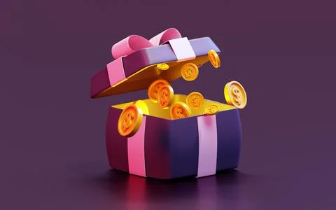 3d render of open gift box suprise Stock Illustration