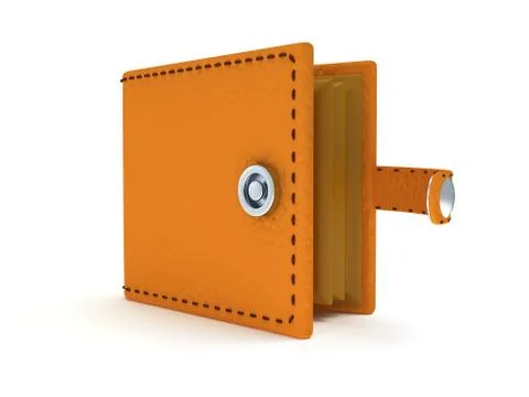 3d render of open leather wallet on white Stock Illustration