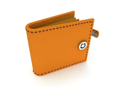 3d render of open leather wallet on white Stock Illustration