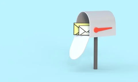 3d render of an open metal mailbox with a letter envelope Stock Illustration