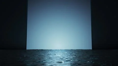 3d render Opening gate with water floor Stock Illustration