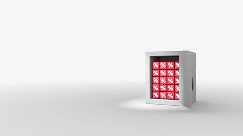 3d render of opening a safe, from which savings are falling. Иллюстрация