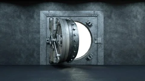 3d render Opening Of The Vault Door In Bank Stock Illustration