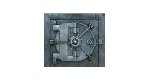 3d render Opening Of The Vault Door In Bank on white background 库存插图