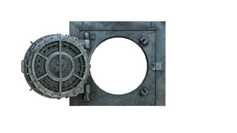 3d render Opening Of The Vault Door In Bank on white background 스톡 일러스트