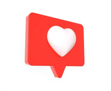 3d render, like or love social media icon isolated on white background Illustrazione stock
