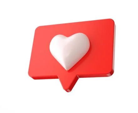 3d render, like or love social media icon isolated on white background Stock Illustration