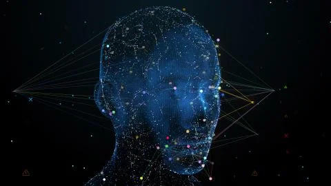 3d render or visualisation of face analytics. Biometric scan. Security identi Stock Illustration