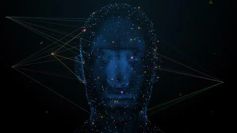 3d render or visualisation of face analytics. Biometric scan. Security identi 库存插图