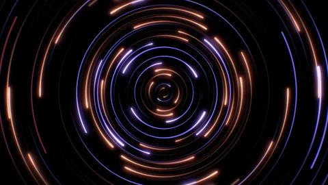 3d render orange and blue circle light background, in the style of digital neon Illustrazione stock
