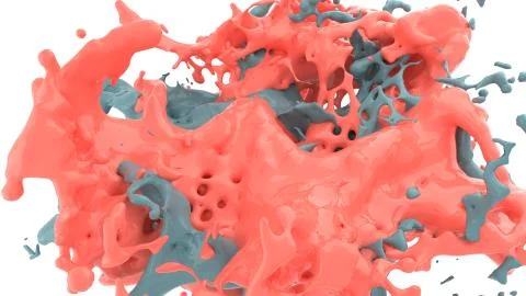 3D render, Orange and Dark green liquids Splash, Abstract fluid background Stock Photos