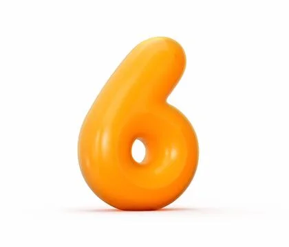 3D render of an orange jelly number 6 isolated on a white background 3d illustra Stock Illustration