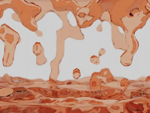 3D render of an orange liquid splash on a white surface Illustrazione stock