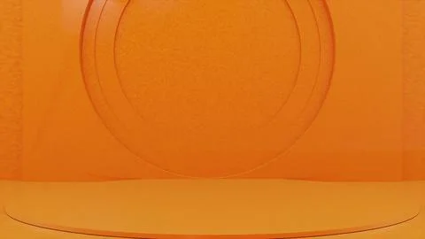 3d render Orange pedestal Illustrazione stock