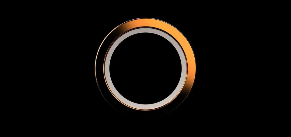 3d render, orange ring on black background. jewelry metal circle shape. empty Illustrazione stock