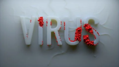 3d render of organic background with text title. Infection theme. Virus word. Illustrazione stock