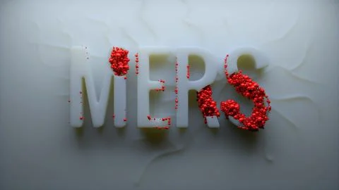 3d render of organic background with text title. Infection theme. Mers word. Stock Illustration