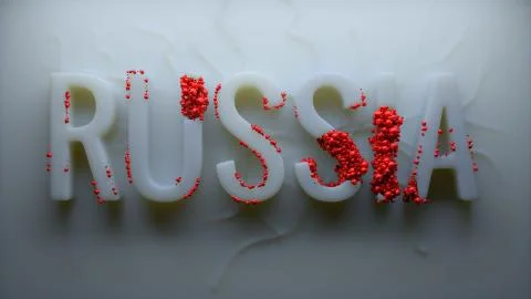 3d render of organic background with text title. Infection theme. Russia word Stock Illustration