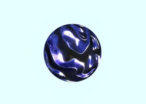 3d render organic ball in curve wavy smooth and soft bio forms in glossy mate Stock Illustration