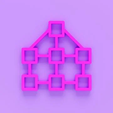 3d render of organizational chart icon, hierarchy logo, pictogram isolated on Stock Illustration