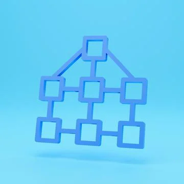 3d render of organizational chart icon, hierarchy logo, pictogram isolated on Stock Illustration