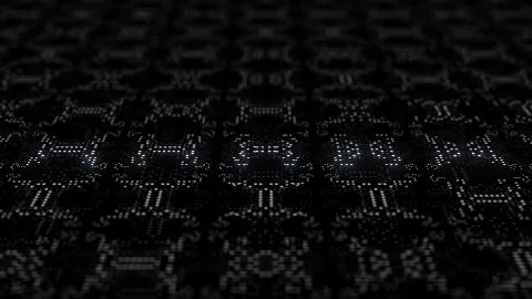 3d render of ornament background. Repetitive array or pixel blocks. Graphic d Stock Illustration