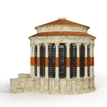 3D render of an ornate stone building with columns on the white background イラスト素材