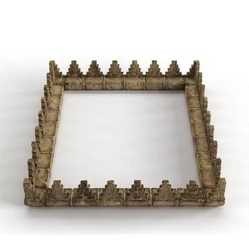 3D render of an ornate stone frame isolated on the white background with copy sp 스톡 일러스트