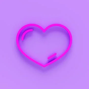 3d render of Outline heart icon isolated on colour background. Line love symb Stock Illustration