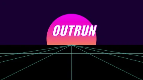 3D render of outrun retro landscape creating synthwave futuristic background Stock Footage 334940327
