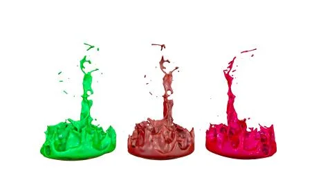 3d render of paint splashes isolated on white background. Simulation of 3d イラスト素材
