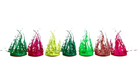 3d render of paint splashes isolated on white background. Simulation of 3d Illustrazione stock