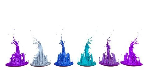 3d render of paint splashes isolated on white background. Simulation of 3d イラスト素材