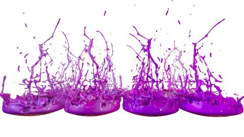 3d render of paint splashes isolated on white background. Simulation of 3d Stock Illustration