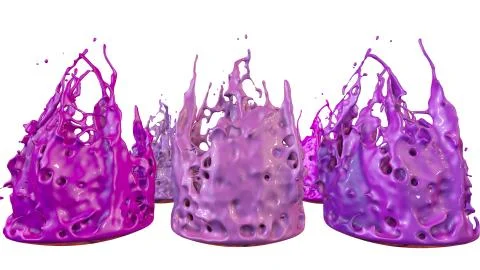 3d render of paint splashes isolated on white background. Simulation of 3d Illustrazione stock