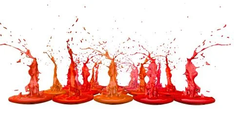 3d render of paint splashes isolated on white background. Simulation of 3d Stock Illustration