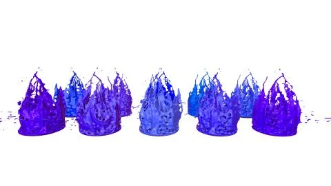 3d render of paint splashes isolated on white background. Simulation of 3d Stock Illustration