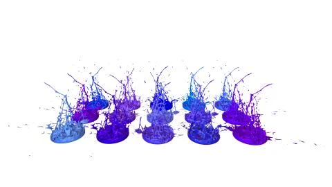 3d render of paint splashes isolated on white background. Simulation of 3d イラスト素材