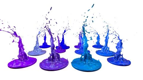 3d render of paint splashes isolated on white background. Simulation of 3d Stock Illustration