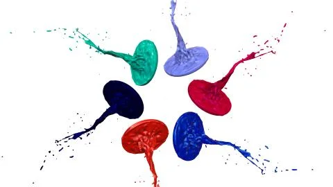 3d render of paint splashes isolated on white background. Simulation of 3d Stock Illustration