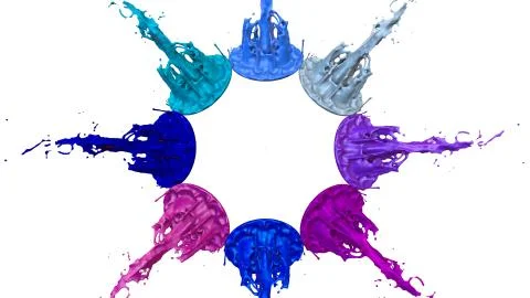 3d render of paint splashes isolated on white background. Simulation of 3d イラスト素材