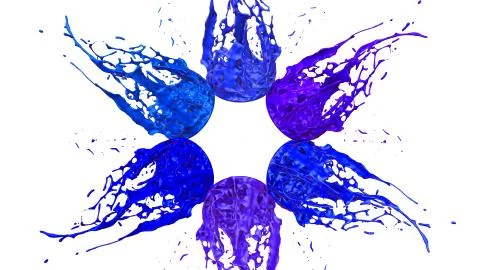 3d render of paint splashes isolated on white background. Simulation of 3d イラスト素材