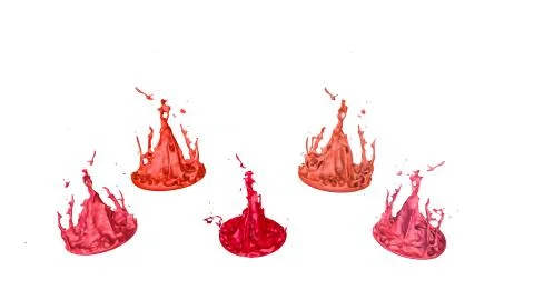 3d render of paint splashes isolated on white background. Simulation of 3d Illustrazione stock
