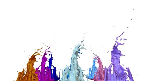 3d render of paint splashes isolated on white background. Simulation of 3d イラスト素材