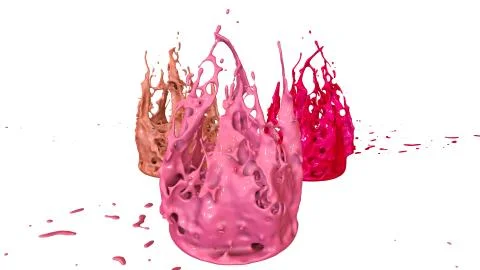 3d render of paint splashes isolated on white background. Simulation of 3d イラスト素材