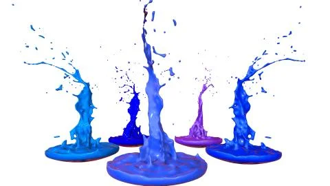 3d render of paint splashes isolated on white background. Simulation of 3d Stock Illustration